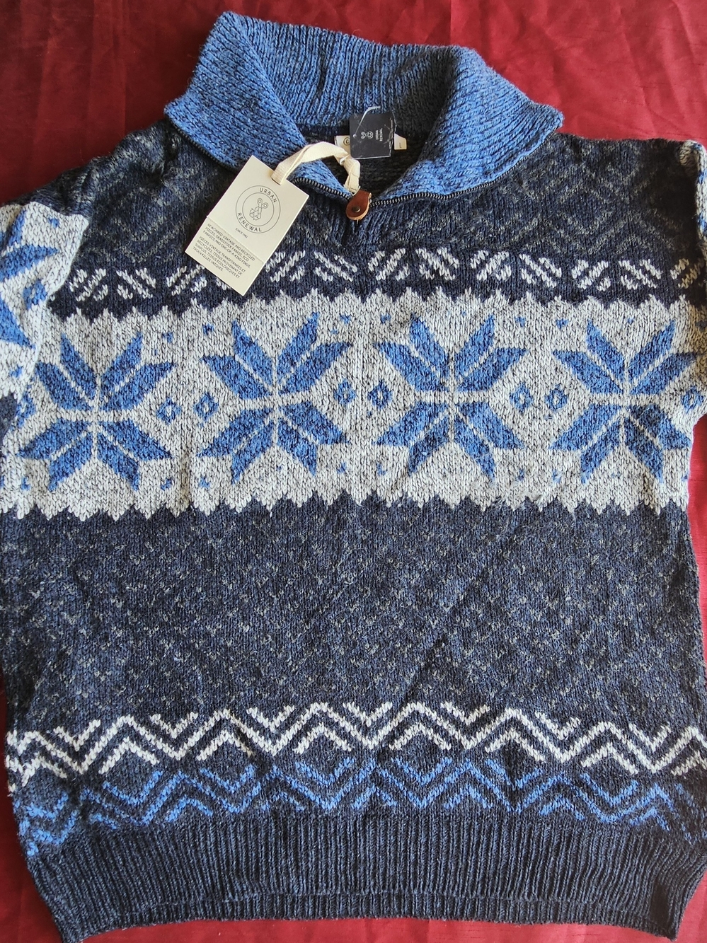 Canada Urban Renewal Vintage Wool Winter Sweater Snowflake Large New NWT RARE!